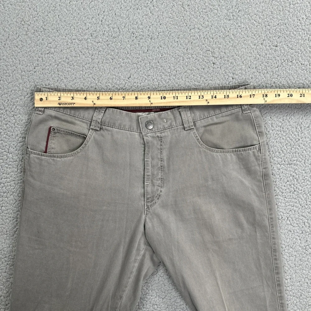 Meyer‎ Diego Chino Pants Men 36x28 Grey Cotton Stretch Modern Flat Front